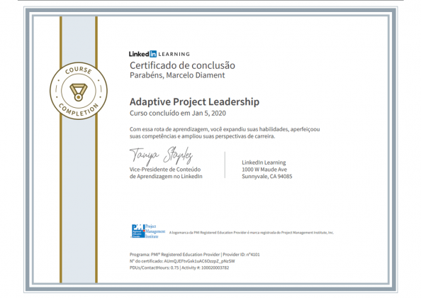 Adaptive Project Leadership LinkedIn Learning e PMI