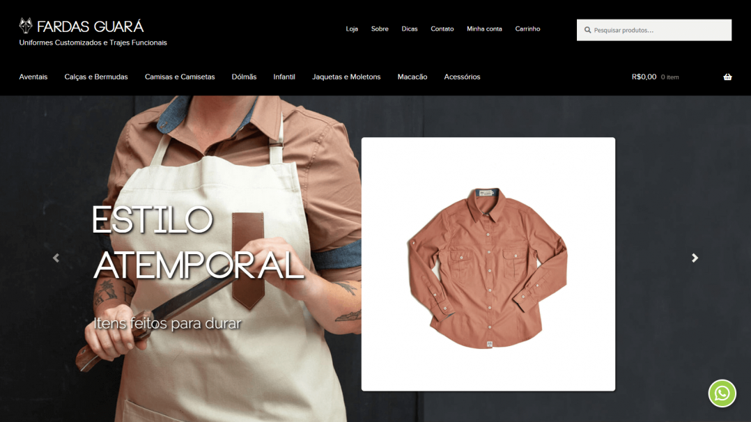 eCommerce Gerenciável WordPress WooCommerce Fardas Guará Tela 01