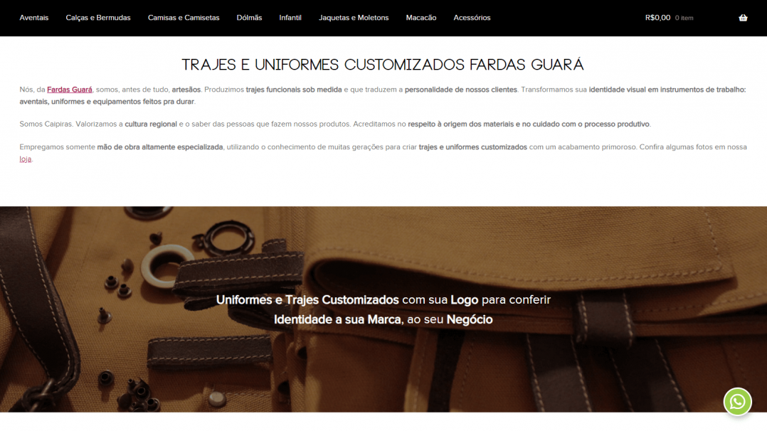 eCommerce Gerenciável WordPress WooCommerce Fardas Guará Tela 05