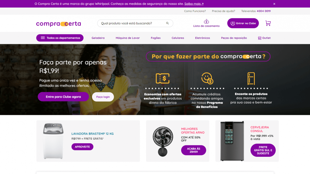 Marketplace VTEX Compra Certa Whirlpool Tela 01