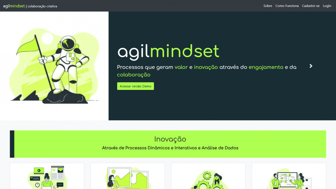 Plataforma de Inovação e Agilismo Agilmindset Tela 01