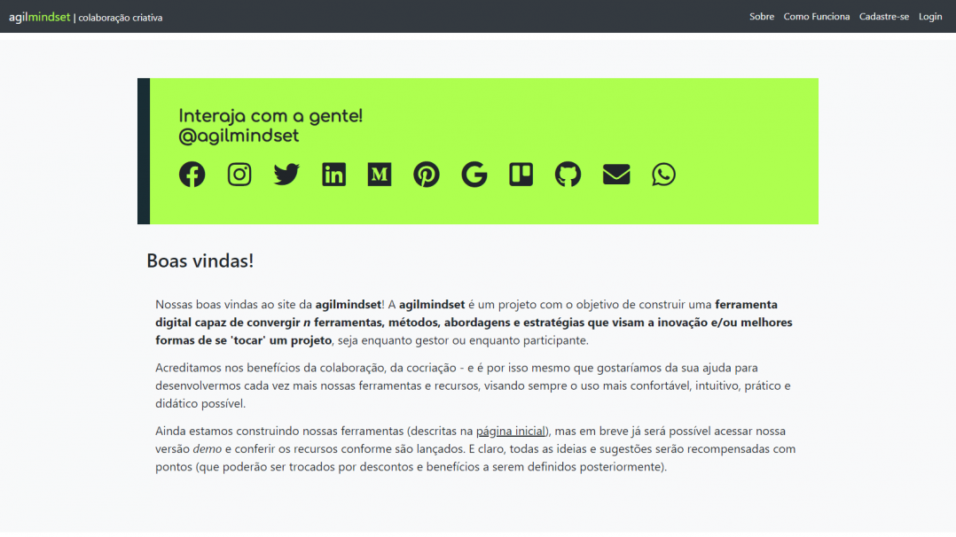 Plataforma de Inovação e Agilismo Agilmindset Tela 03