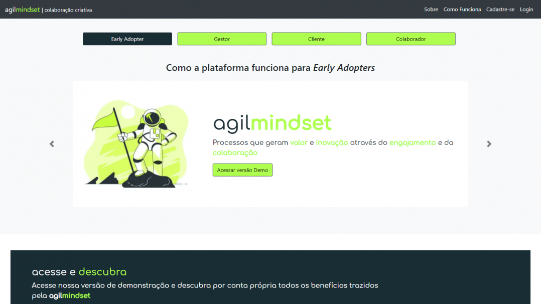 Plataforma de Inovação e Agilismo Agilmindset Tela 04