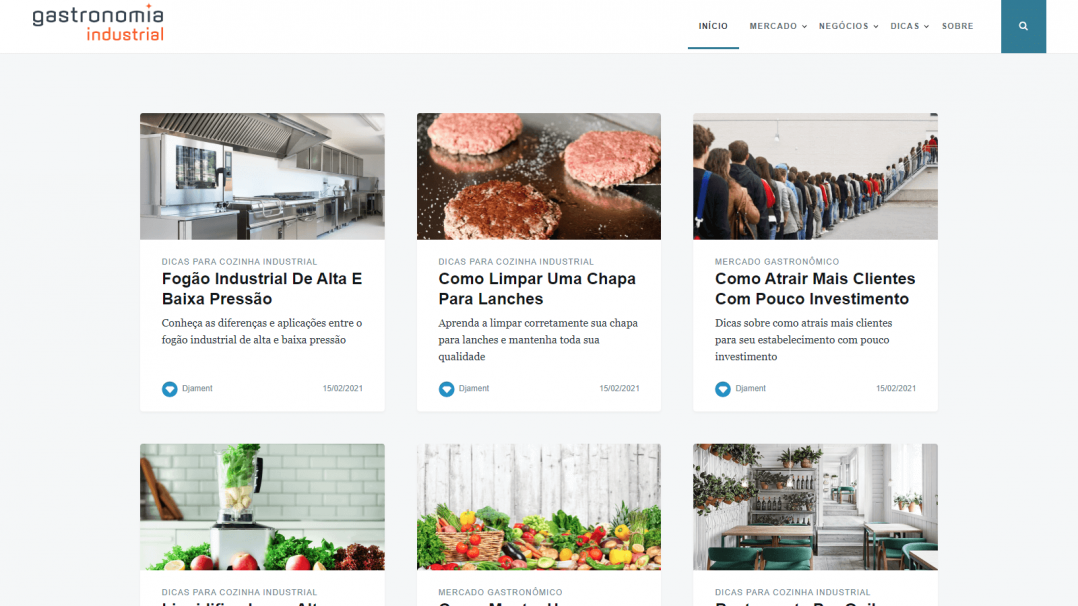 Blog Gerenciável WordPress Gastronomia Industrial Tela 01