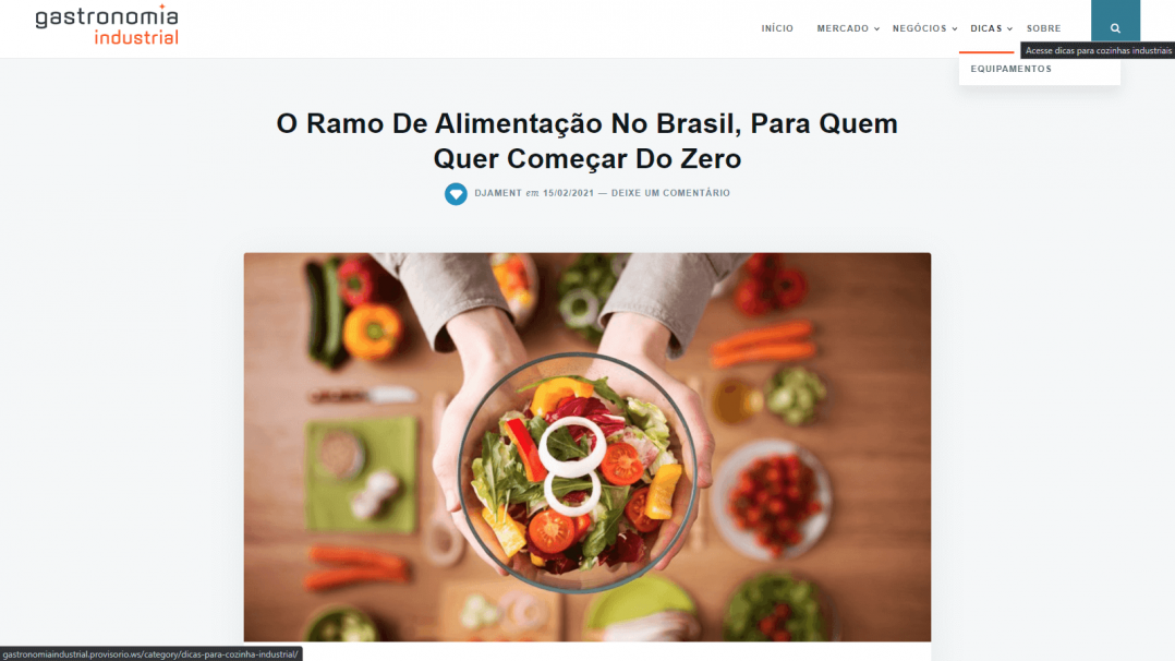 Blog Gerenciável WordPress Gastronomia Industrial Tela 02