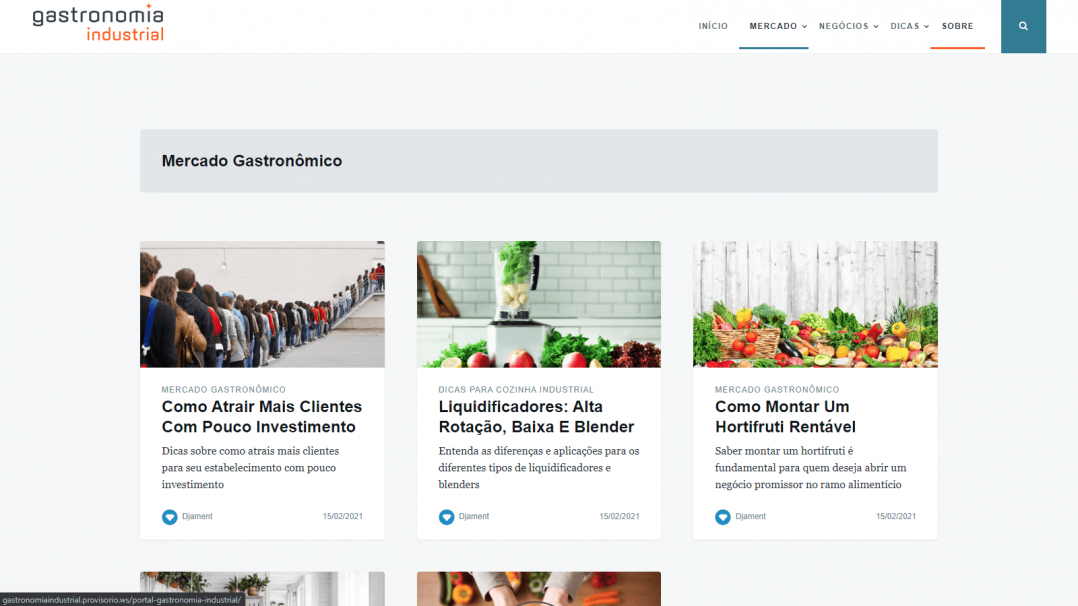 Blog Gerenciável WordPress Gastronomia Industrial Tela 03