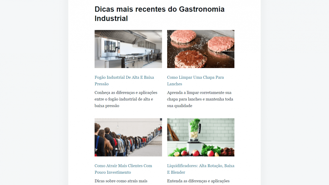 Blog Gerenciável WordPress Gastronomia Industrial Tela 05