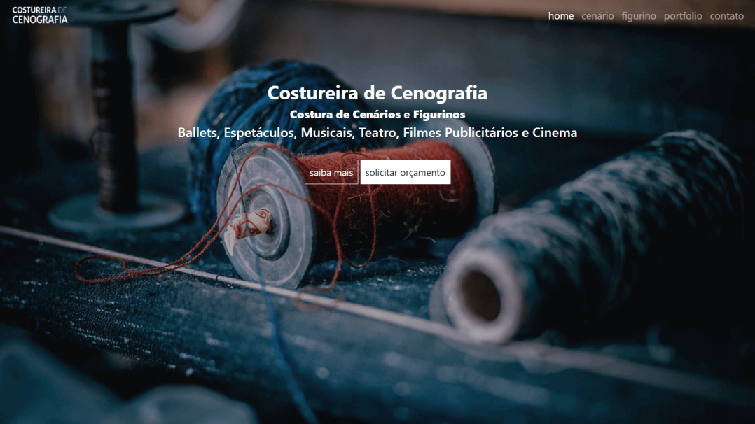 Site Institucional Single Page Costureira de Cenografia Tela 01