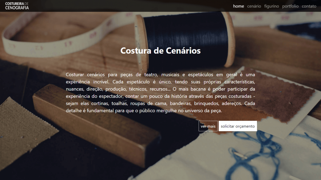Site Institucional Single Page Costureira de Cenografia Tela 02