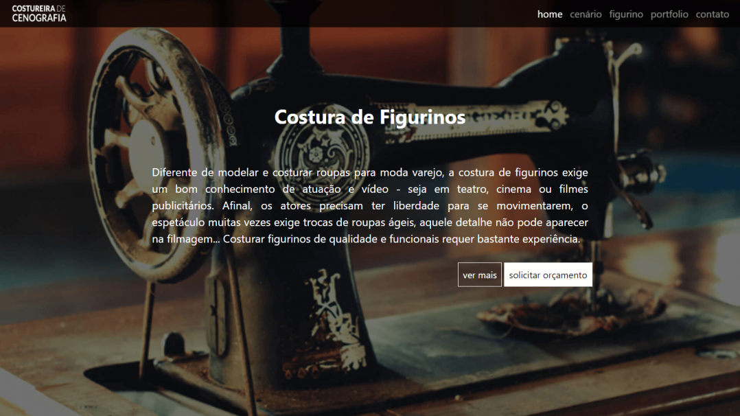 Site Institucional Single Page Costureira de Cenografia Tela 03