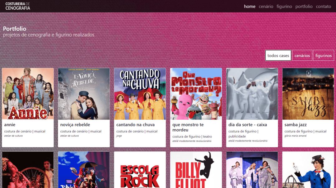 Site Institucional Single Page Costureira de Cenografia Tela 04