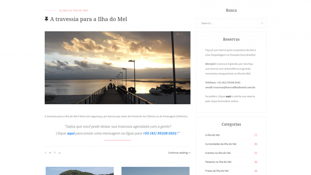 Site Institucional e Blog Gerenciável WordPress Barcos Ilha do Mel Tela 02