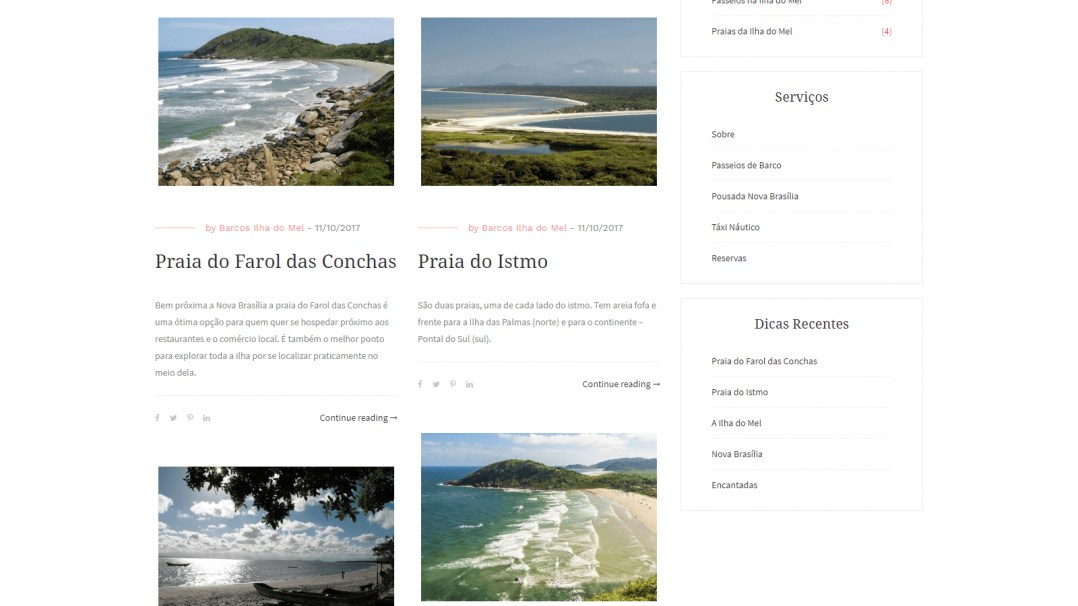 Site Institucional e Blog Gerenciável WordPress Barcos Ilha do Mel Tela 03