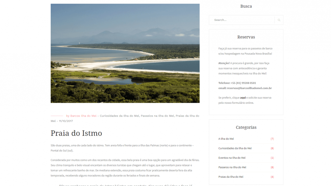 Site Institucional e Blog Gerenciável WordPress Barcos Ilha do Mel Tela 04