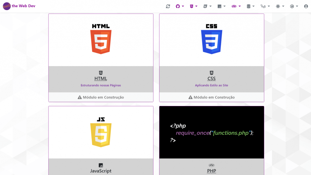 Portal de Estudos de Programação Web The Web Dev Tela 04