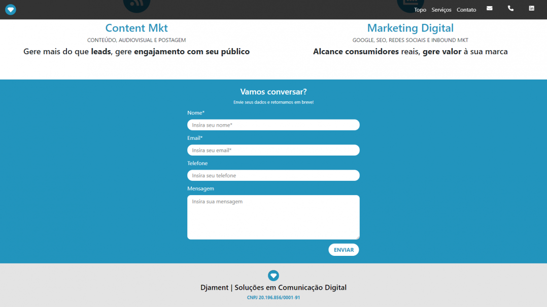 Site Institucional Single Page Djament Tela 03